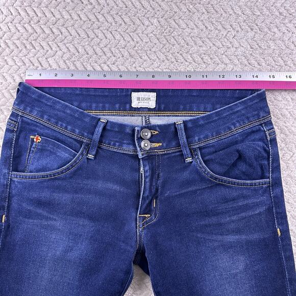 Hudson Womens Sz 27 Dark Wash Signature Bootcut Jeans Flap Pockets 29x34‎ - Picture 7 of 16